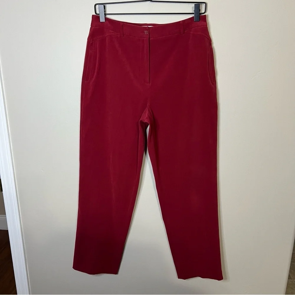 Talbots Petites Stretch Burgundy Faux Suede Straight Leg Pants size 10!